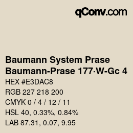 Color code: Baumann System Prase - Baumann-Prase 177·W-Gc 4 | qconv.com