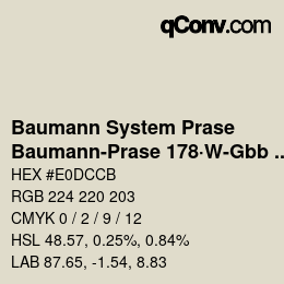 Color code: Baumann System Prase - Baumann-Prase 178·W-Gbb 3 | qconv.com