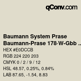 Code couleur: Baumann System Prase - Baumann-Prase 178·W-Gbb 3 | qconv.com