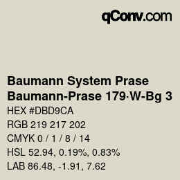 Code couleur: Baumann System Prase - Baumann-Prase 179·W-Bg 3 | qconv.com