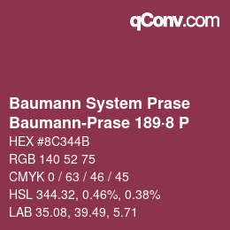 Code couleur: Baumann System Prase - Baumann-Prase 189·8 P | qconv.com