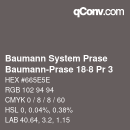 Farbcode: Baumann System Prase - Baumann-Prase 18·8 Pr 3 | qconv.com