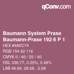 Color code: Baumann System Prase - Baumann-Prase 192·6 P 1 | qconv.com