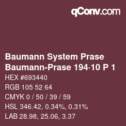 Color code: Baumann System Prase - Baumann-Prase 194·10 P 1 | qconv.com