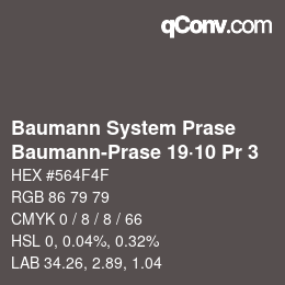 Código de color: Baumann System Prase - Baumann-Prase 19·10 Pr 3 | qconv.com