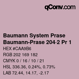 Color code: Baumann System Prase - Baumann-Prase 204·2 Pr 1 | qconv.com