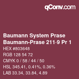 Farbcode: Baumann System Prase - Baumann-Prase 211·9 Pr 1 | qconv.com