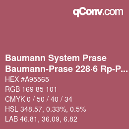 Code couleur: Baumann System Prase - Baumann-Prase 228·6 Rp-Pr 1 | qconv.com