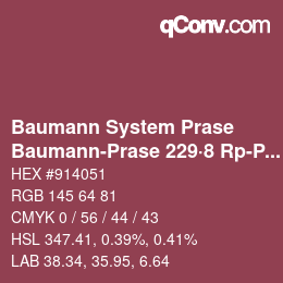 Code couleur: Baumann System Prase - Baumann-Prase 229·8 Rp-Pr 1 | qconv.com