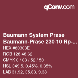 Code couleur: Baumann System Prase - Baumann-Prase 230·10 Rp-Pr 1 | qconv.com