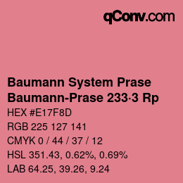 Color code: Baumann System Prase - Baumann-Prase 233·3 Rp | qconv.com