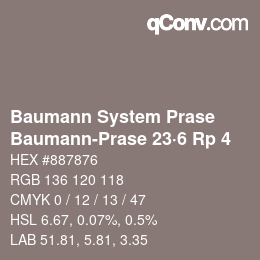 颜色代码: Baumann System Prase - Baumann-Prase 23·6 Rp 4 | qconv.com