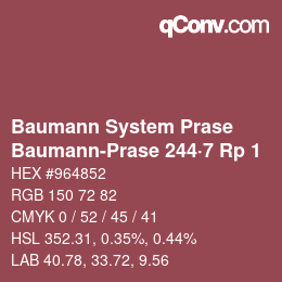 Code couleur: Baumann System Prase - Baumann-Prase 244·7 Rp 1 | qconv.com