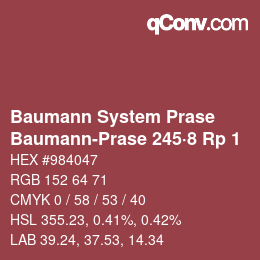 Code couleur: Baumann System Prase - Baumann-Prase 245·8 Rp 1 | qconv.com
