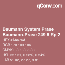 Color code: Baumann System Prase - Baumann-Prase 249·6 Rp 2 | qconv.com