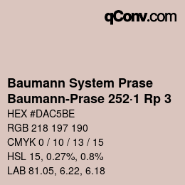 Color code: Baumann System Prase - Baumann-Prase 252·1 Rp 3 | qconv.com