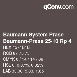 Code couleur: Baumann System Prase - Baumann-Prase 25·10 Rp 4 | qconv.com