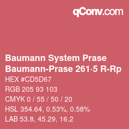 Código de color: Baumann System Prase - Baumann-Prase 261·5 R-Rp | qconv.com