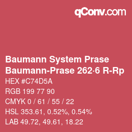 Color code: Baumann System Prase - Baumann-Prase 262·6 R-Rp | qconv.com