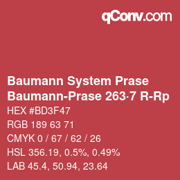 Color code: Baumann System Prase - Baumann-Prase 263·7 R-Rp | qconv.com