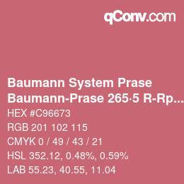 Color code: Baumann System Prase - Baumann-Prase 265·5 R-Rp 1 | qconv.com