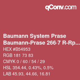 Color code: Baumann System Prase - Baumann-Prase 266·7 R-Rp 1 | qconv.com