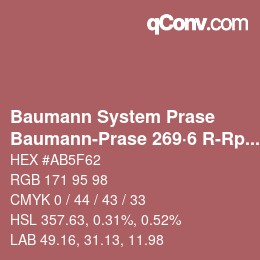 Color code: Baumann System Prase - Baumann-Prase 269·6 R-Rp 2 | qconv.com