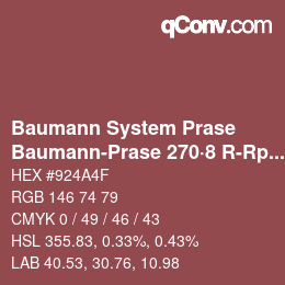 Code couleur: Baumann System Prase - Baumann-Prase 270·8 R-Rp 2 | qconv.com