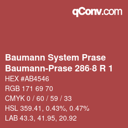 Color code: Baumann System Prase - Baumann-Prase 286·8 R 1 | qconv.com