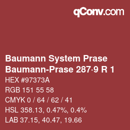 Color code: Baumann System Prase - Baumann-Prase 287·9 R 1 | qconv.com
