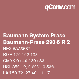 Color code: Baumann System Prase - Baumann-Prase 290·6 R 2 | qconv.com