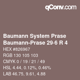 颜色代码: Baumann System Prase - Baumann-Prase 29·6 R 4 | qconv.com