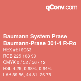Color code: Baumann System Prase - Baumann-Prase 301·4 R-Ro | qconv.com