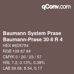 Code couleur: Baumann System Prase - Baumann-Prase 30·8 R 4 | qconv.com