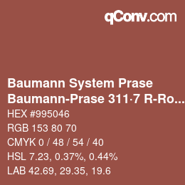 Color code: Baumann System Prase - Baumann-Prase 311·7 R-Ro 2 | qconv.com