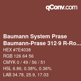 Color code: Baumann System Prase - Baumann-Prase 312·9 R-Ro 2 | qconv.com