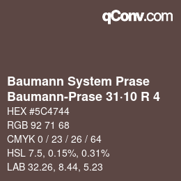 Código de color: Baumann System Prase - Baumann-Prase 31·10 R 4 | qconv.com