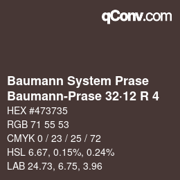Code couleur: Baumann System Prase - Baumann-Prase 32·12 R 4 | qconv.com