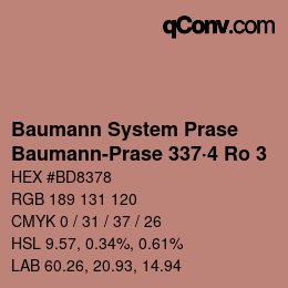Code couleur: Baumann System Prase - Baumann-Prase 337·4 Ro 3 | qconv.com