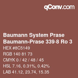 Code couleur: Baumann System Prase - Baumann-Prase 339·8 Ro 3 | qconv.com