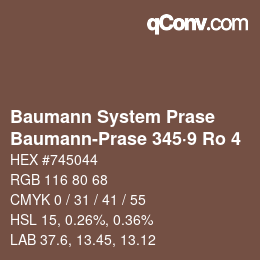 Color code: Baumann System Prase - Baumann-Prase 345·9 Ro 4 | qconv.com