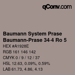 Code couleur: Baumann System Prase - Baumann-Prase 34·4 Ro 5 | qconv.com