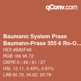 Code couleur: Baumann System Prase - Baumann-Prase 355·6 Ro-Or 1 | qconv.com