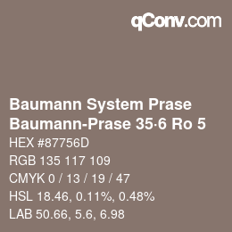 Code couleur: Baumann System Prase - Baumann-Prase 35·6 Ro 5 | qconv.com