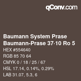 Code couleur: Baumann System Prase - Baumann-Prase 37·10 Ro 5 | qconv.com