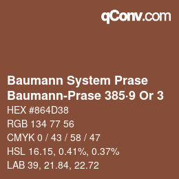 Code couleur: Baumann System Prase - Baumann-Prase 385·9 Or 3 | qconv.com