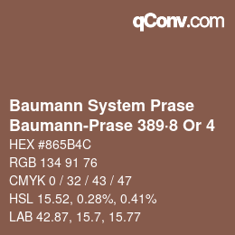 Code couleur: Baumann System Prase - Baumann-Prase 389·8 Or 4 | qconv.com