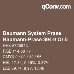 Código de color: Baumann System Prase - Baumann-Prase 394·9 Or 5 | qconv.com