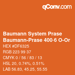 Color code: Baumann System Prase - Baumann-Prase 400·6 O-Or | qconv.com