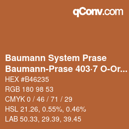 Color code: Baumann System Prase - Baumann-Prase 403·7 O-Or 1 | qconv.com